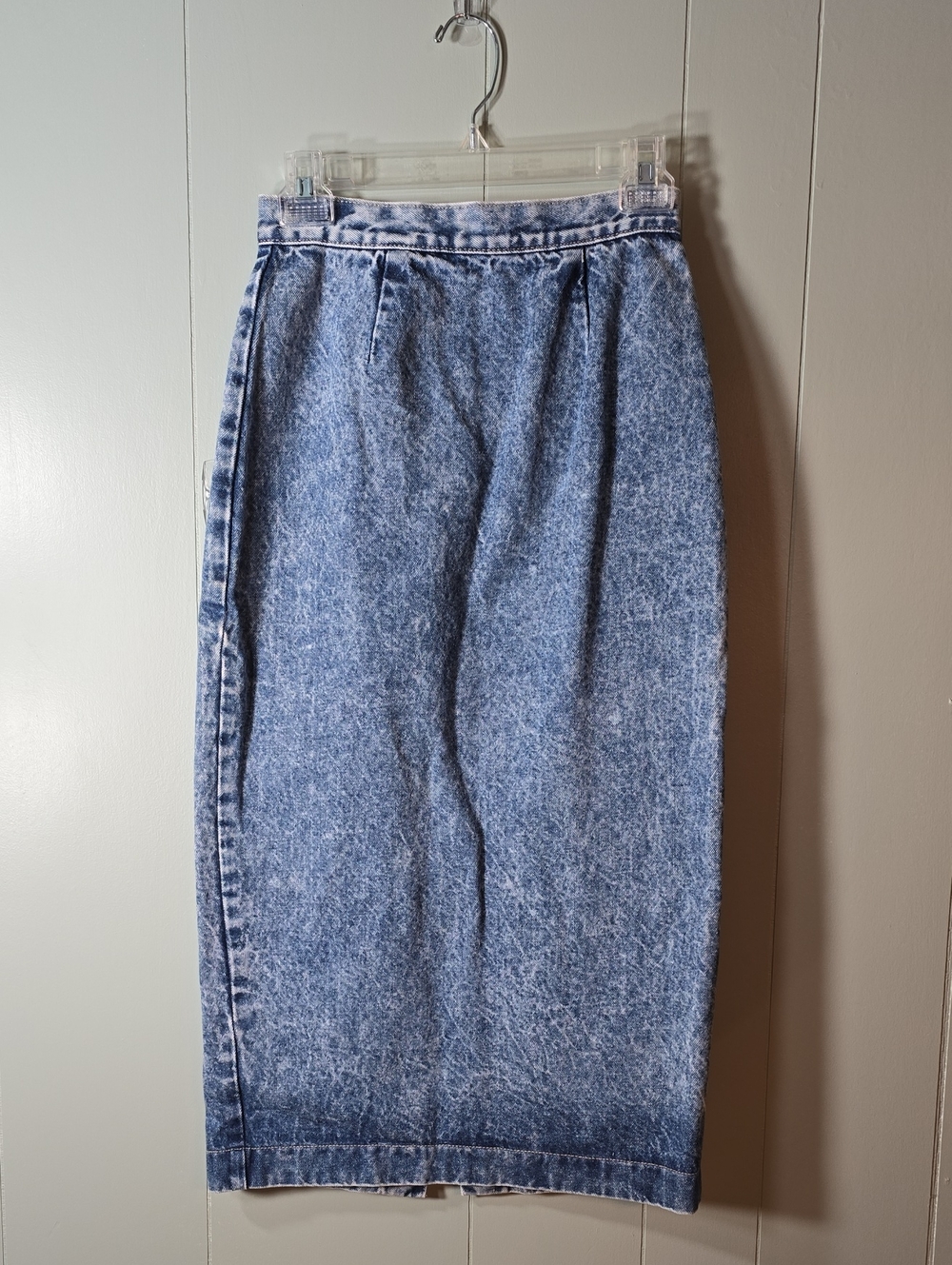Light Blue Washed Denim Midi Skirt